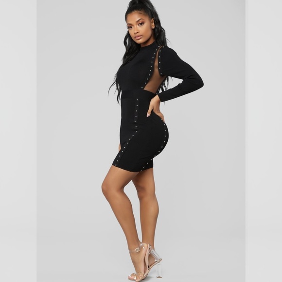 Black Studded & Sheer Dress - Picture 8 of 8